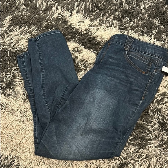 Democracy Blue Skinny Jeans with Distressed Details - Picture 1 of 6